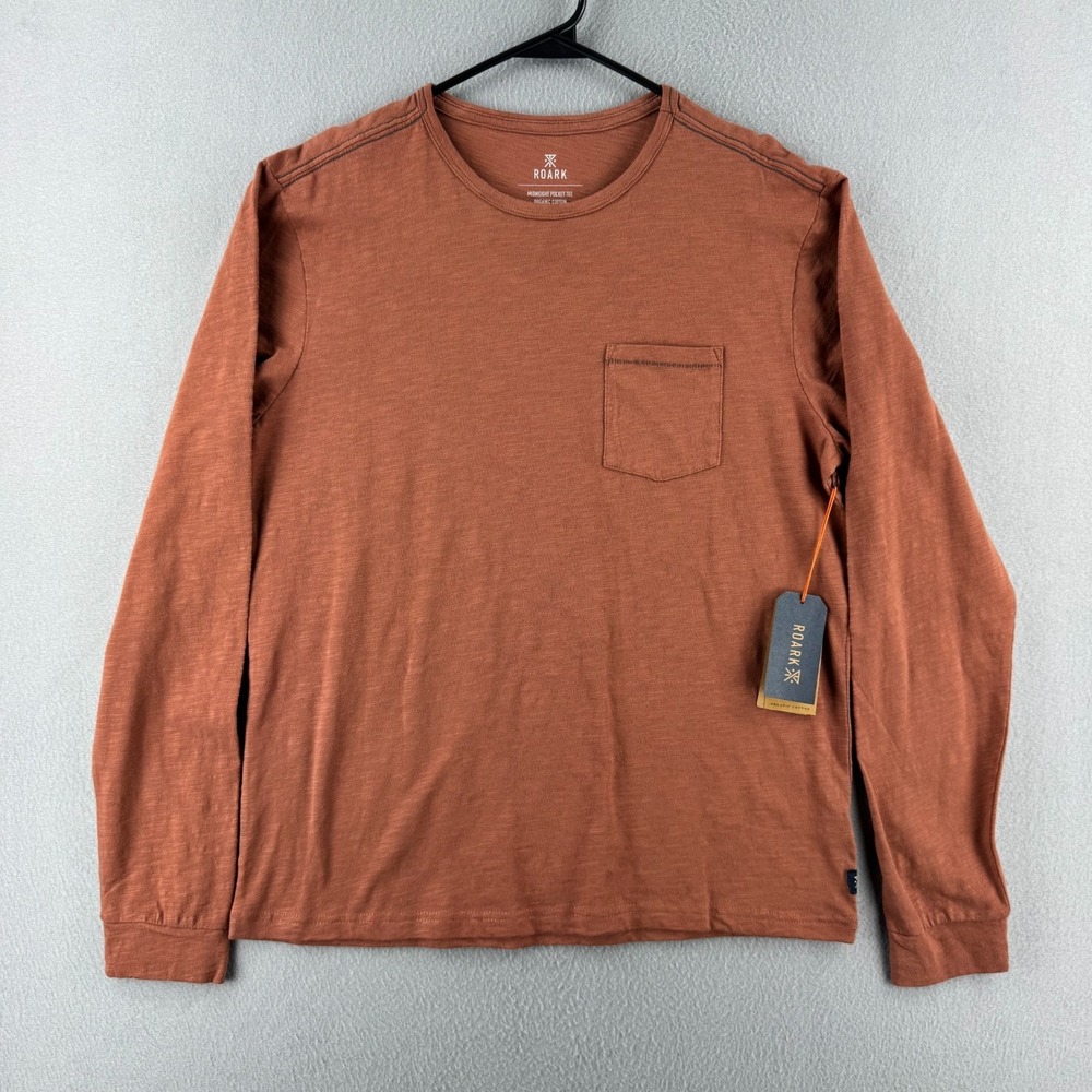 Roark Well Worn Midweight Organic Long Sleeve T Shirt Mens Medium Russet Cotton